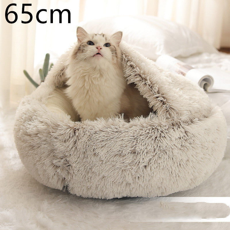 PawWell 2-in-1 Plush Pet Bed & Cozy Cave
