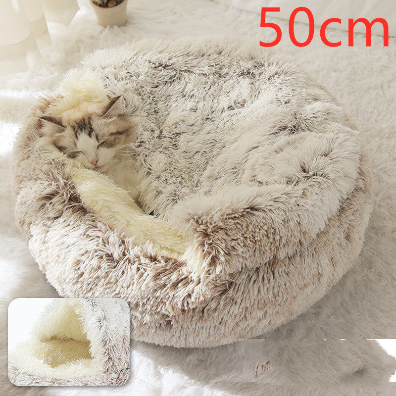 PawWell 2-in-1 Plush Pet Bed & Cozy Cave