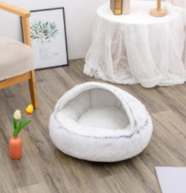 PawWell 2-in-1 Plush Pet Bed & Cozy Cave
