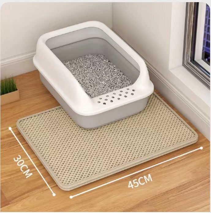 Cat litter trapping mat - placement by litter box
