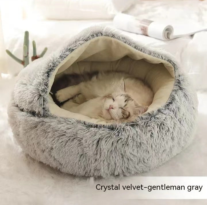 PawWell 2-in-1 Plush Pet Bed &amp; Cozy Cave