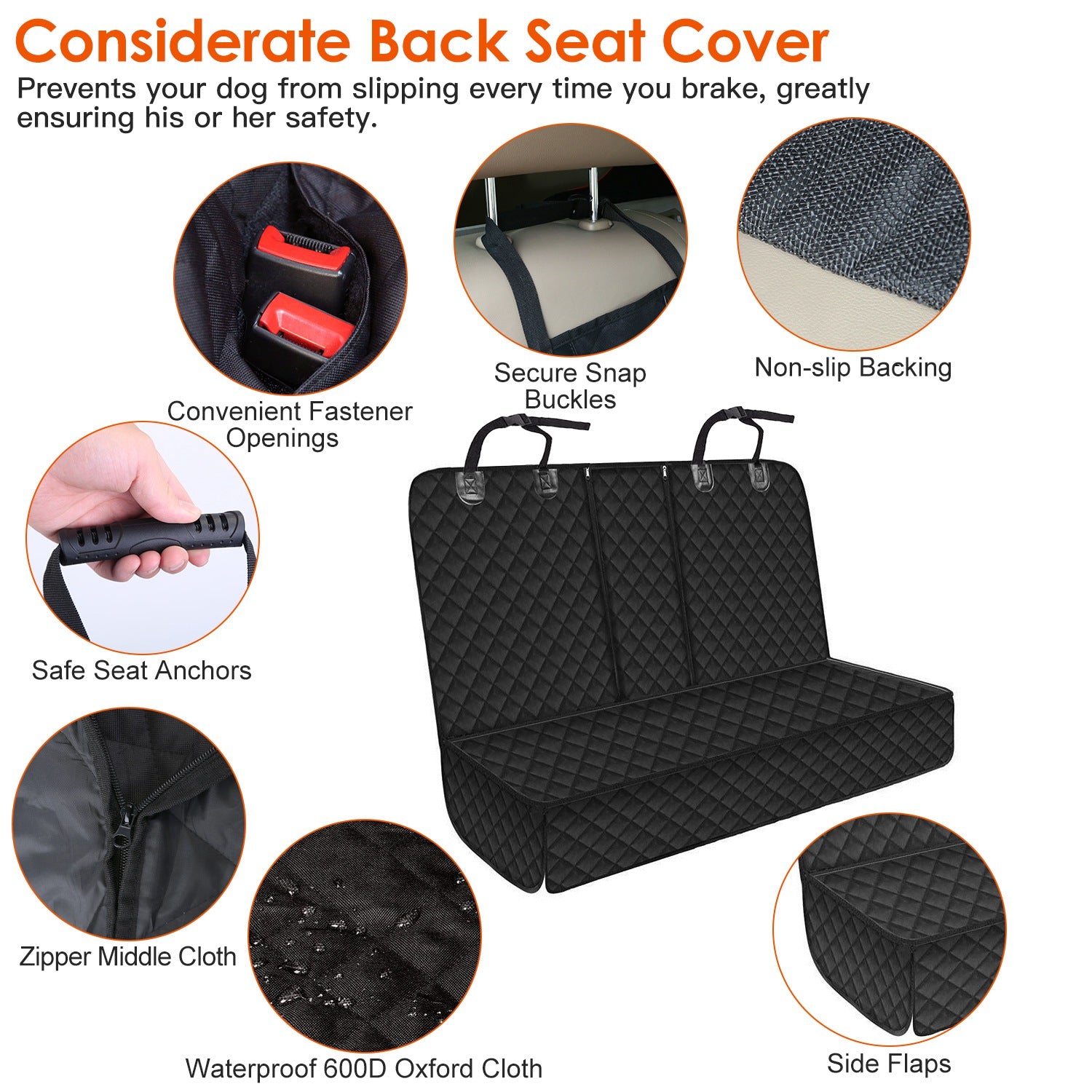Dog car seat cover - scratch-resistant fabric detail
