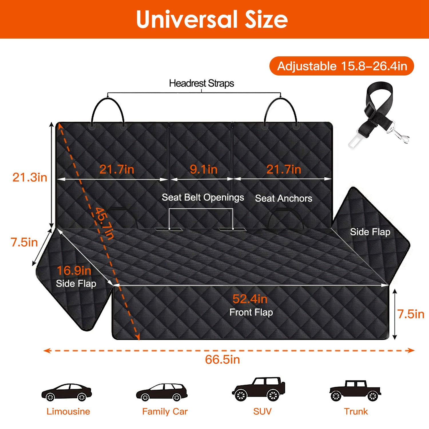 Dog car seat cover - waterproof material protects seats