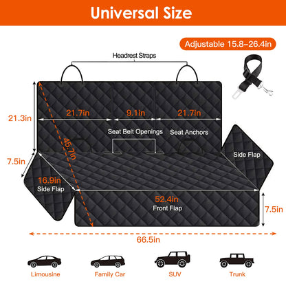 PawWell Waterproof Dog Car Seat Cover with Seat Belt