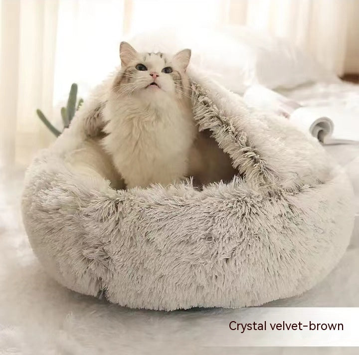 PawWell 2-in-1 Plush Pet Bed &amp; Cozy Cave