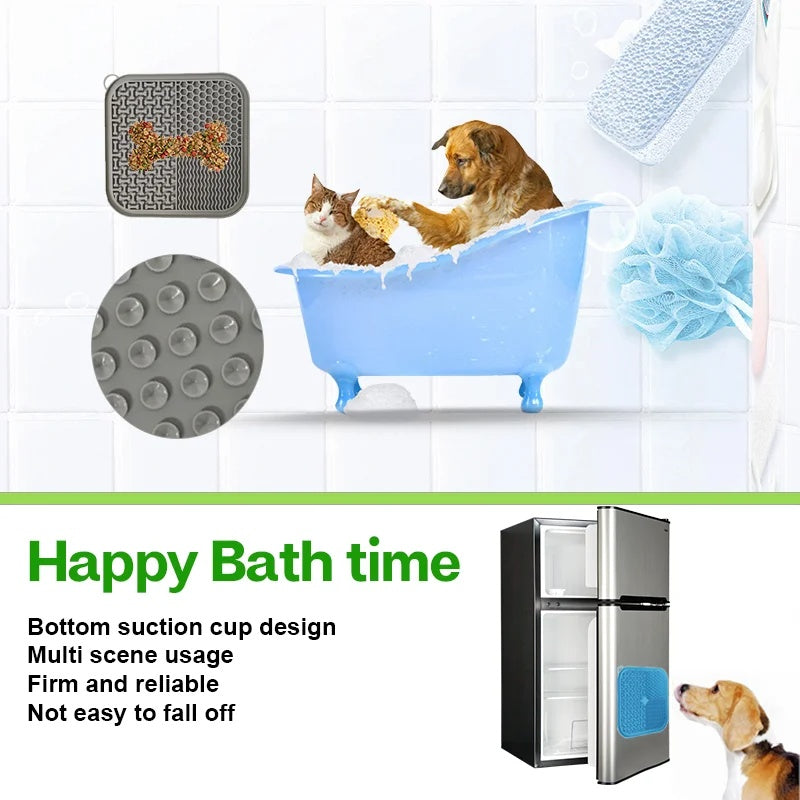 Dog lick mat - suction cups stick to wall or tub